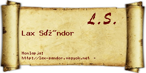 Lax Sándor névjegykártya