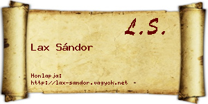 Lax Sándor névjegykártya