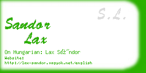 sandor lax business card